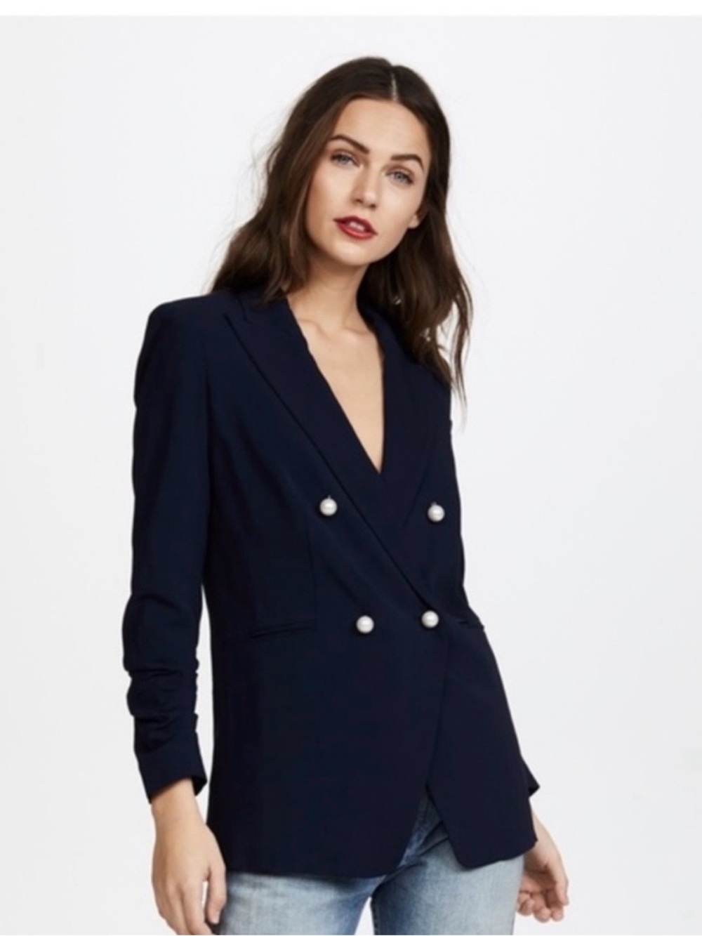 Veronica Beard Whit Pearl Button Double Breasted Blazer 4